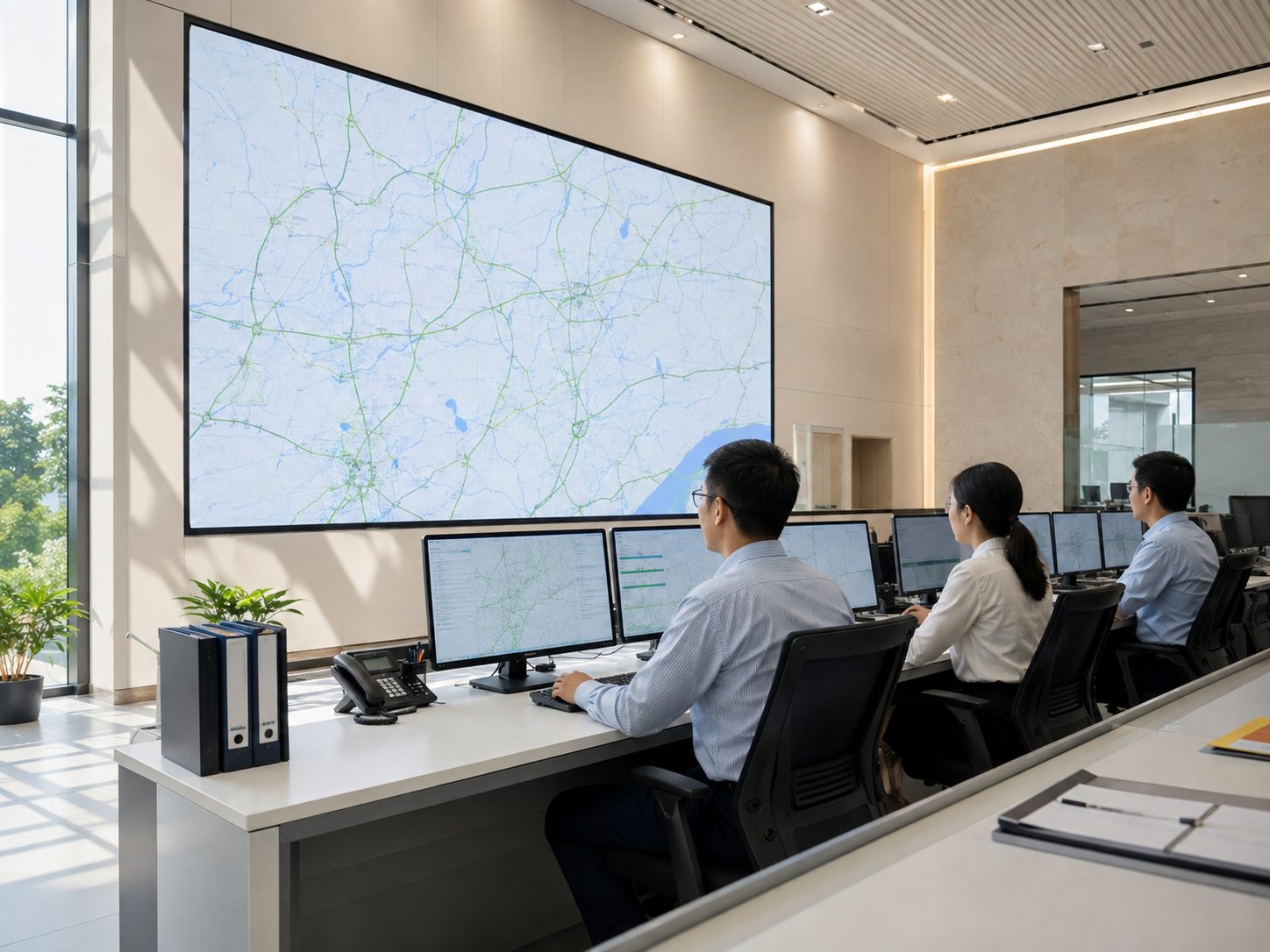 高速公路运行中心的协同工作场景示意